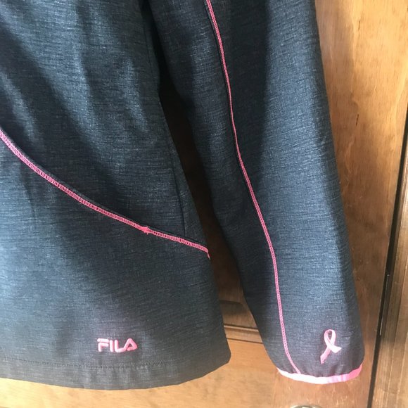 FILA Charcoal Gray w/Pink Trim Breast Cancer Awareness Zip-Up Jacket Large - Picture 5 of 14